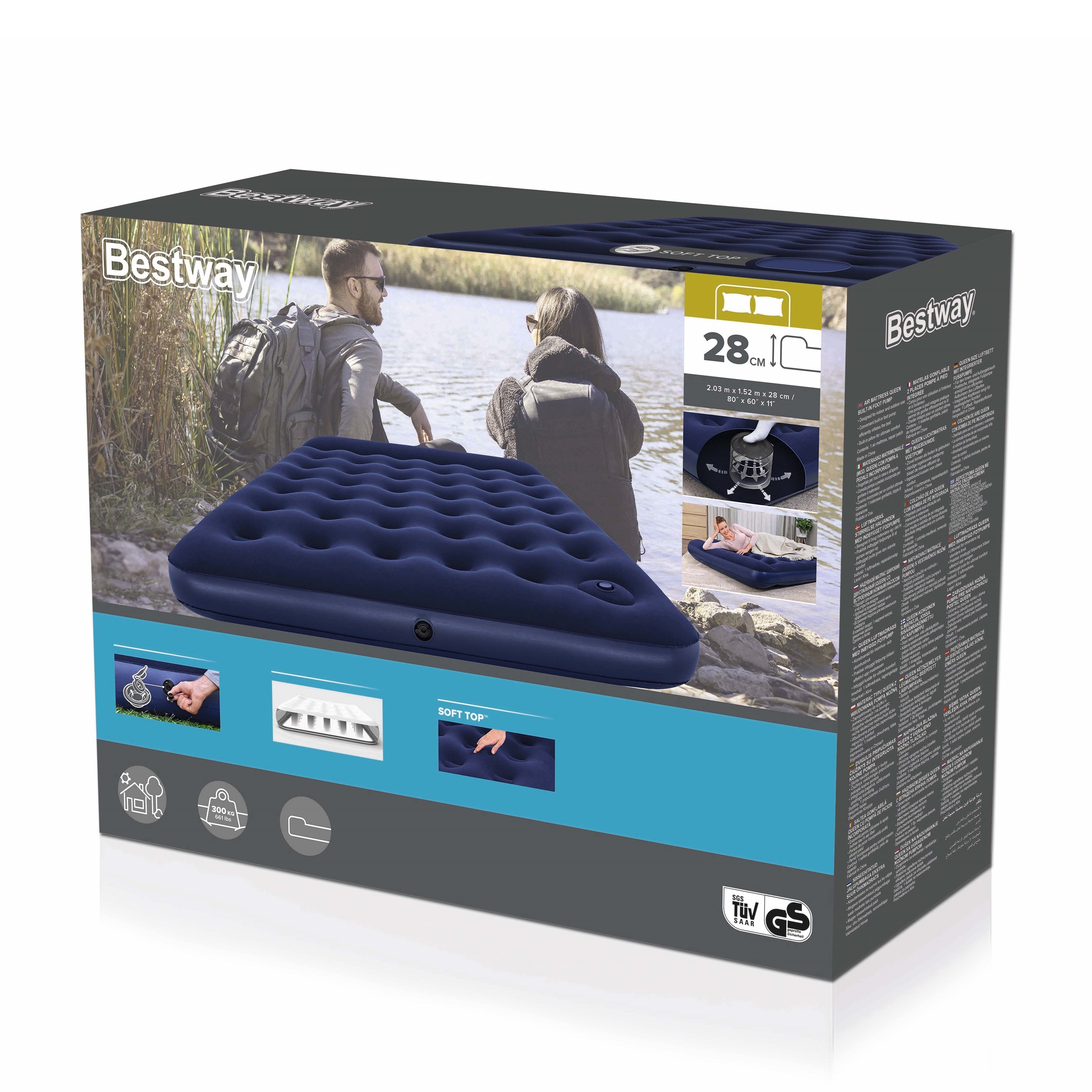 Luftbett mit Fusspumpe Queen 203 x 152 x 28 cm