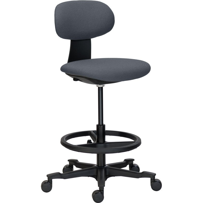 Chaise assis-debout ZERTY tissu - dossier bas - sans accoudoirs - mécanisme haut/bas - pieds noir