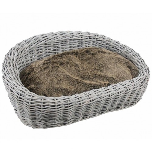 Cama cinza para cachorro com travesseiro