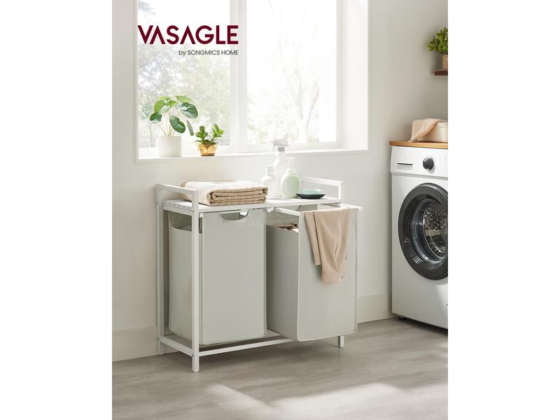 Songmics Wäschekorb  92 l, Weiss Wäschesammler
