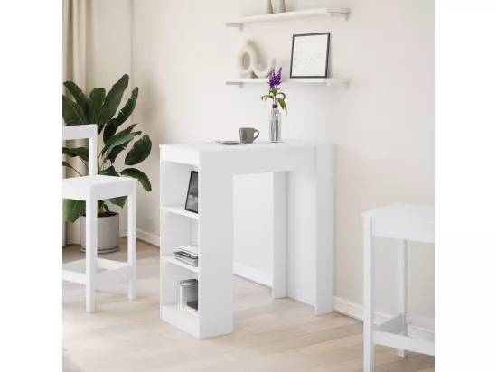 Table de bar avec étagères blanc bois d'ingénierie