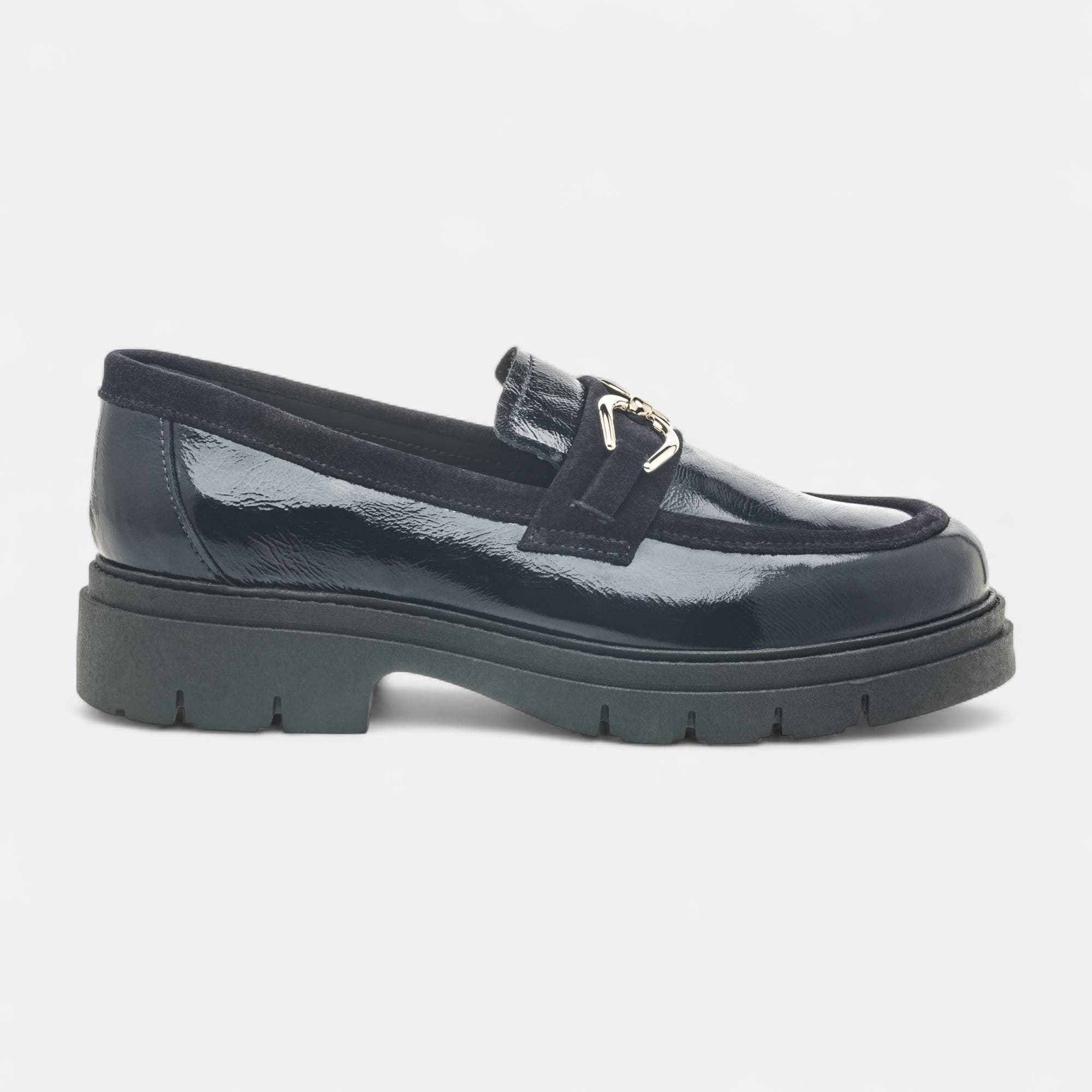 Mocassins Femme en cuir bleu marine