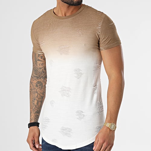 Tee Shirt Oversize Dégradé T2072 Marron Blanc