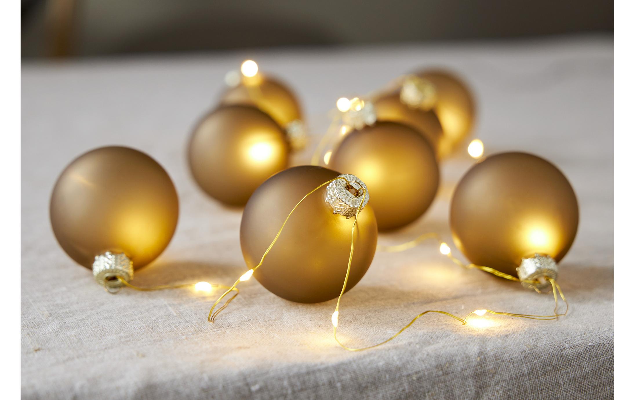 LED-Lichterkette Bliss, 1.6 m, 8 Kugeln, GoldMessingfarbene Lichterkette