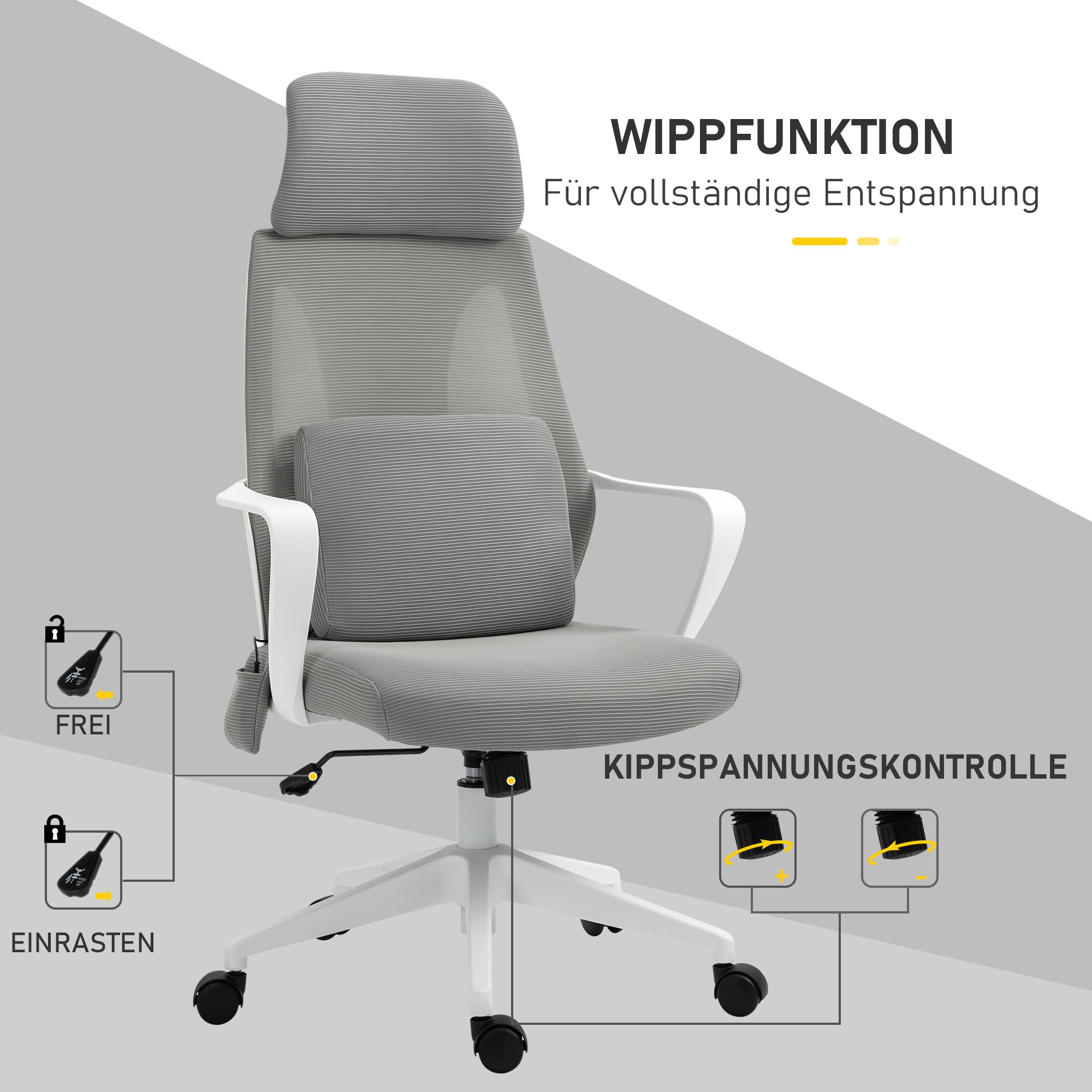 Vinsetto Bürostuhl mit Massagefunktion 62 x 60 x (113-123) cm (BxTxH)