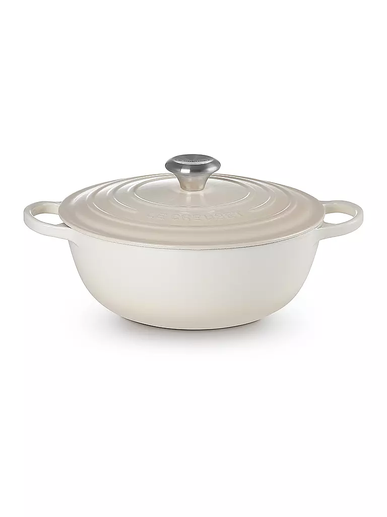 LE CREUSET Gusseisen-Bräter mit Deckel 26cm LA MARMITE SIGNATURE Meringue creme