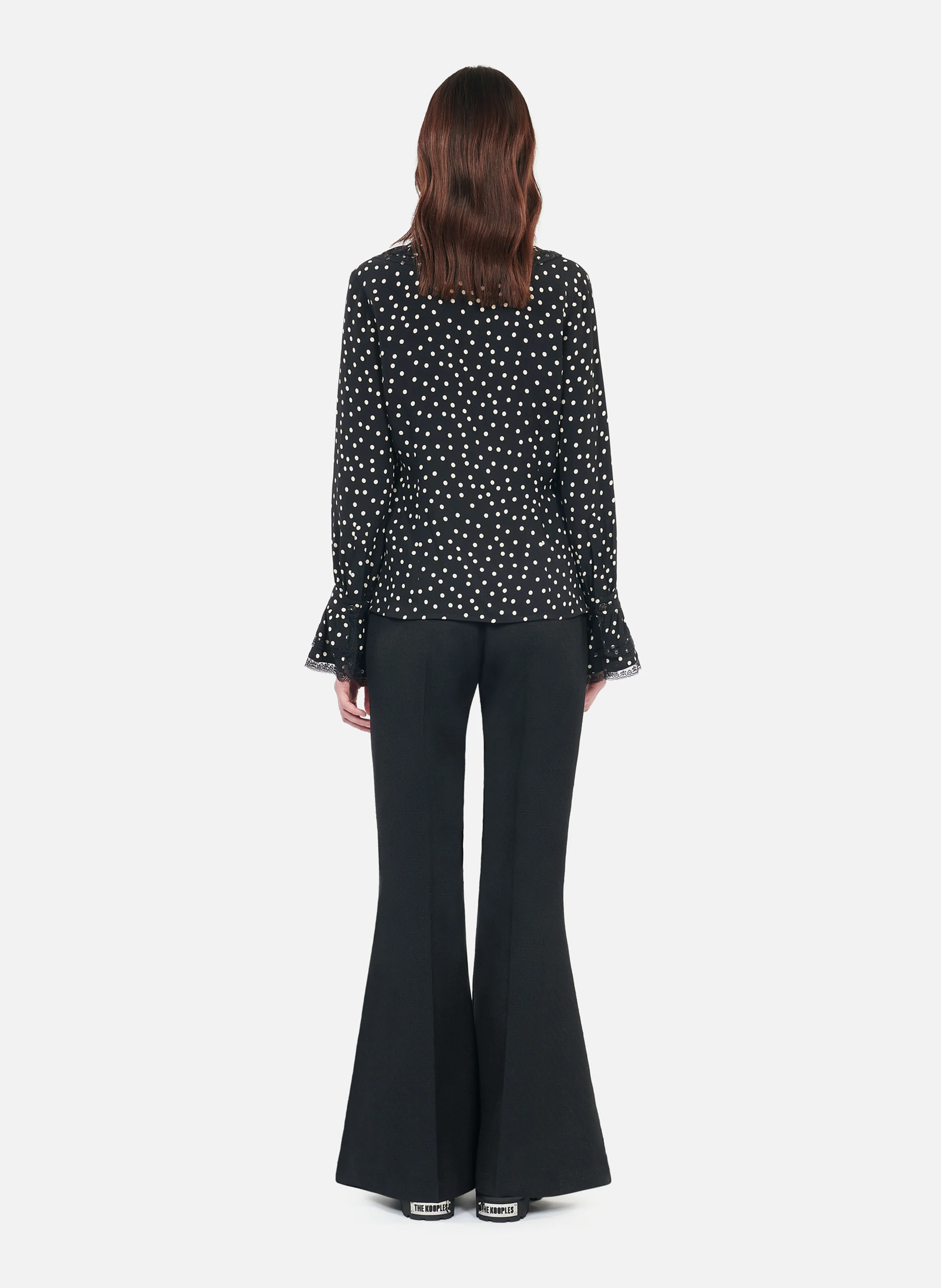 Chemise ajustée à pois| Noir