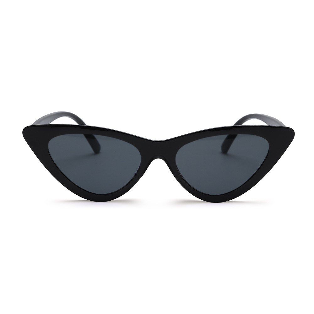 UV400 Schmale Vintage Cat Eye Sonnenbrille Damen Katzenaugen Brille - Schwarz
