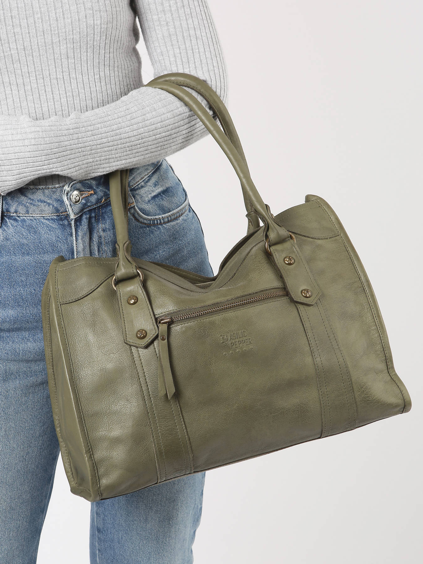 Sac ShoppingCow cuir BASILIC PEPPER