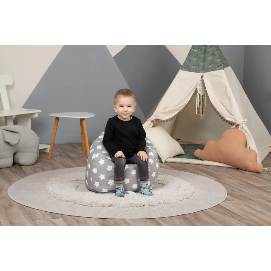 knorr toys® Kindersitzsack Drop - Grey white stars grau