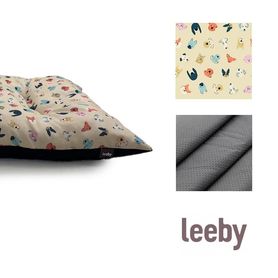 Almofada Leeby bege acolchoada com desenhos animados para cães