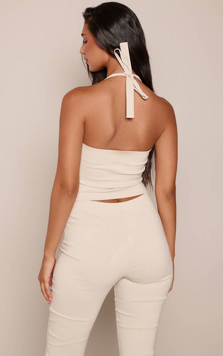 Crème Ensemble Coordonné Haut Dos-nu En Tissu Extensible