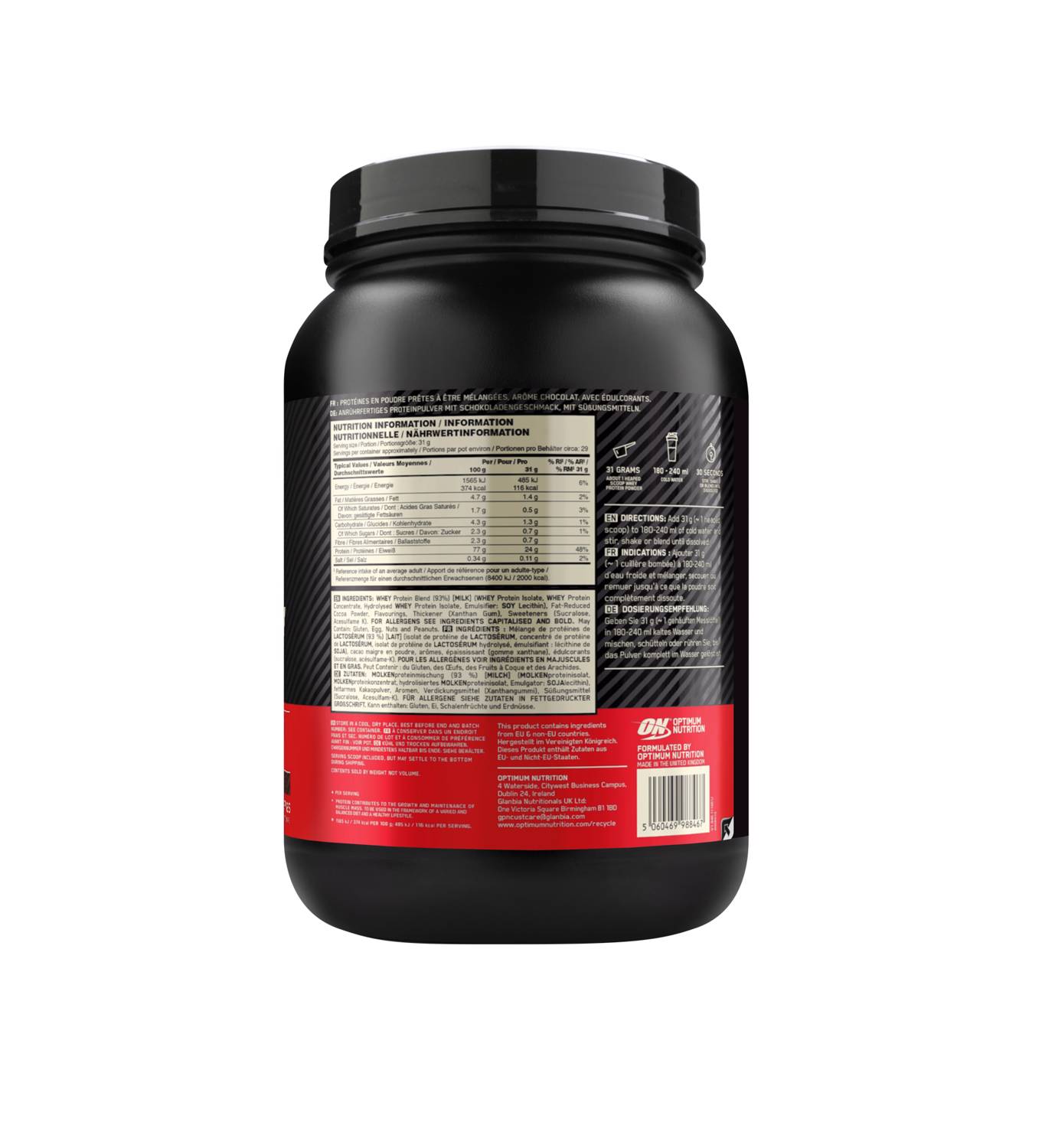 OPTIMUM 100% Whey Gold Standard Chocolate Double Rich 2lb Ds 900 g