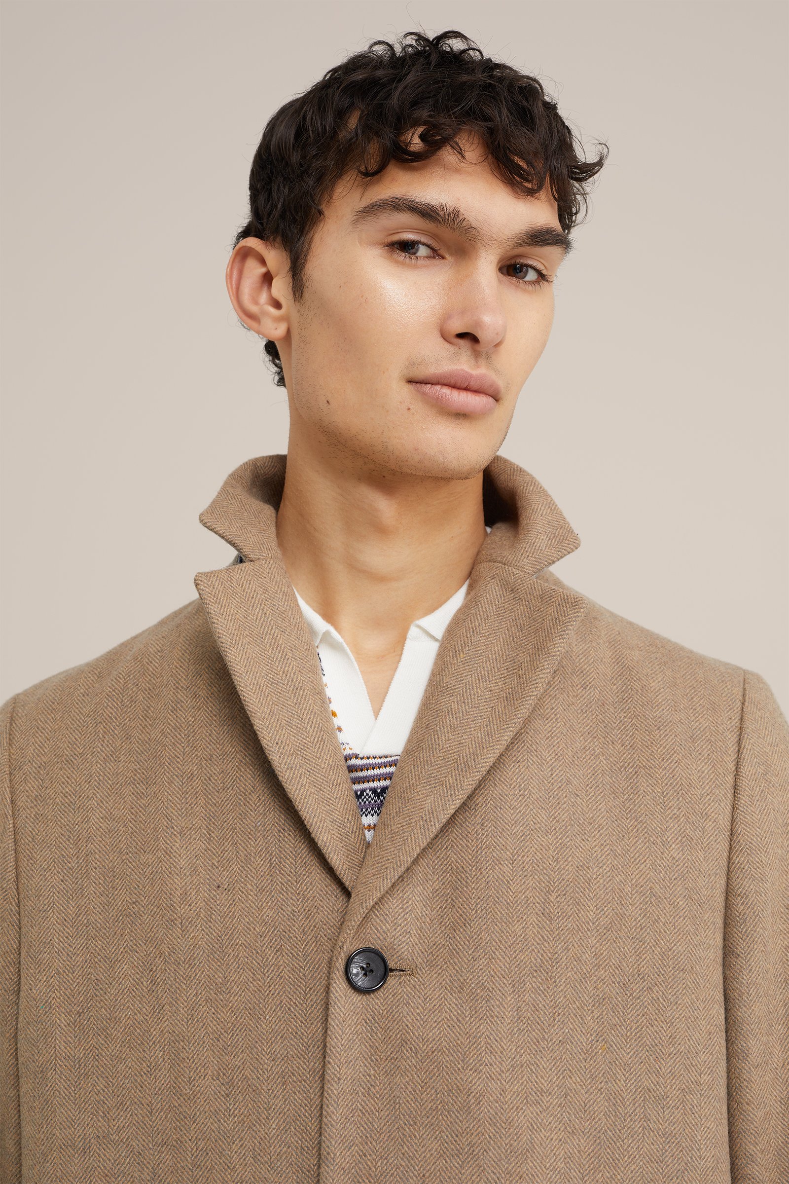 overjas met dessin WE Fashion Beige