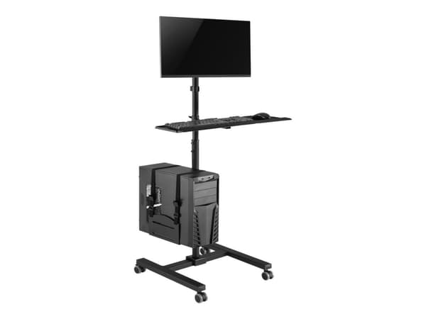 Maclean MC-793 - Vogn - for LCD-skjerm / tastatur / CPU - plastikk, stål - svart - skjermstørrelse: 17
