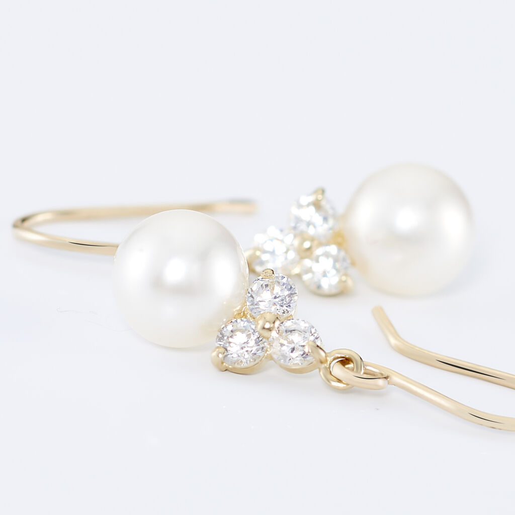 Boucles D'oreilles Pendantes Taissia Or Jaune Perle De Culture