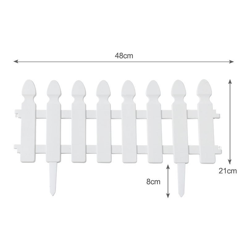 (8er Set) 48x21cm Garten Beeteinfassung Kunststoff Rasenkanten Zaun - Weiss
