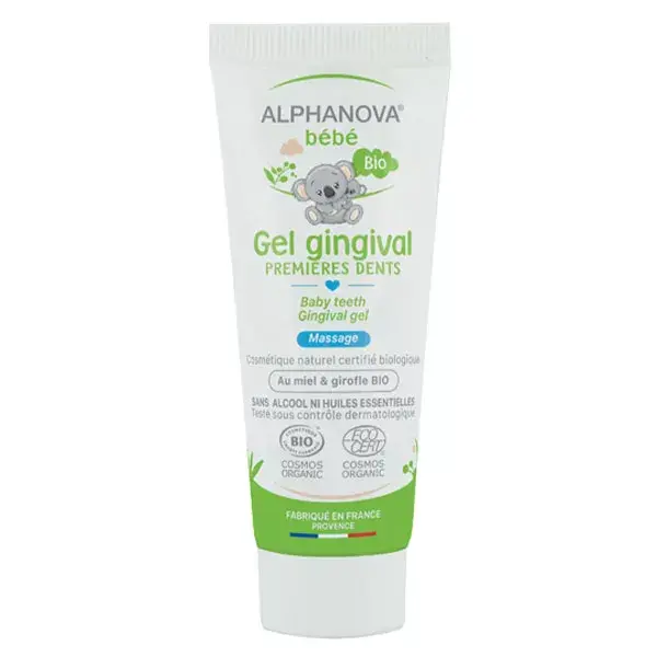 Gel gengival orgânico Alphanova Baby para primeiros dentição, 20ml