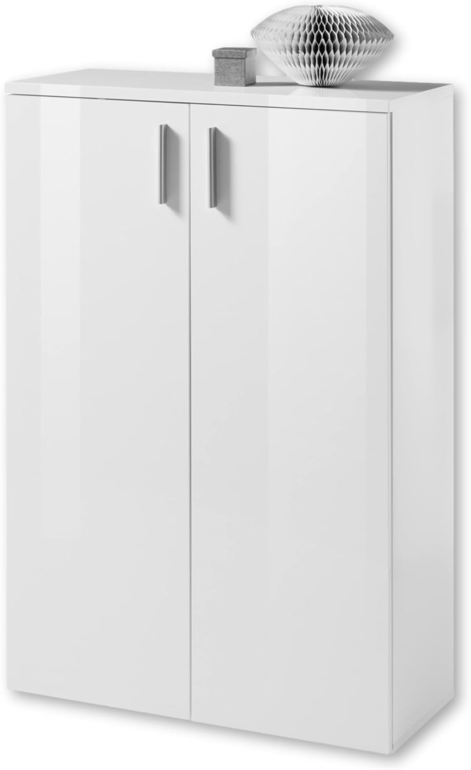 Stella Trading Schuhschrank, Weiß Hochglanz - Praktisches Schuhregal Schuhkommode zur platzsparenden Aufbewahrung von Schuhen - 80 x 120 x 35 cm (B/H/T)