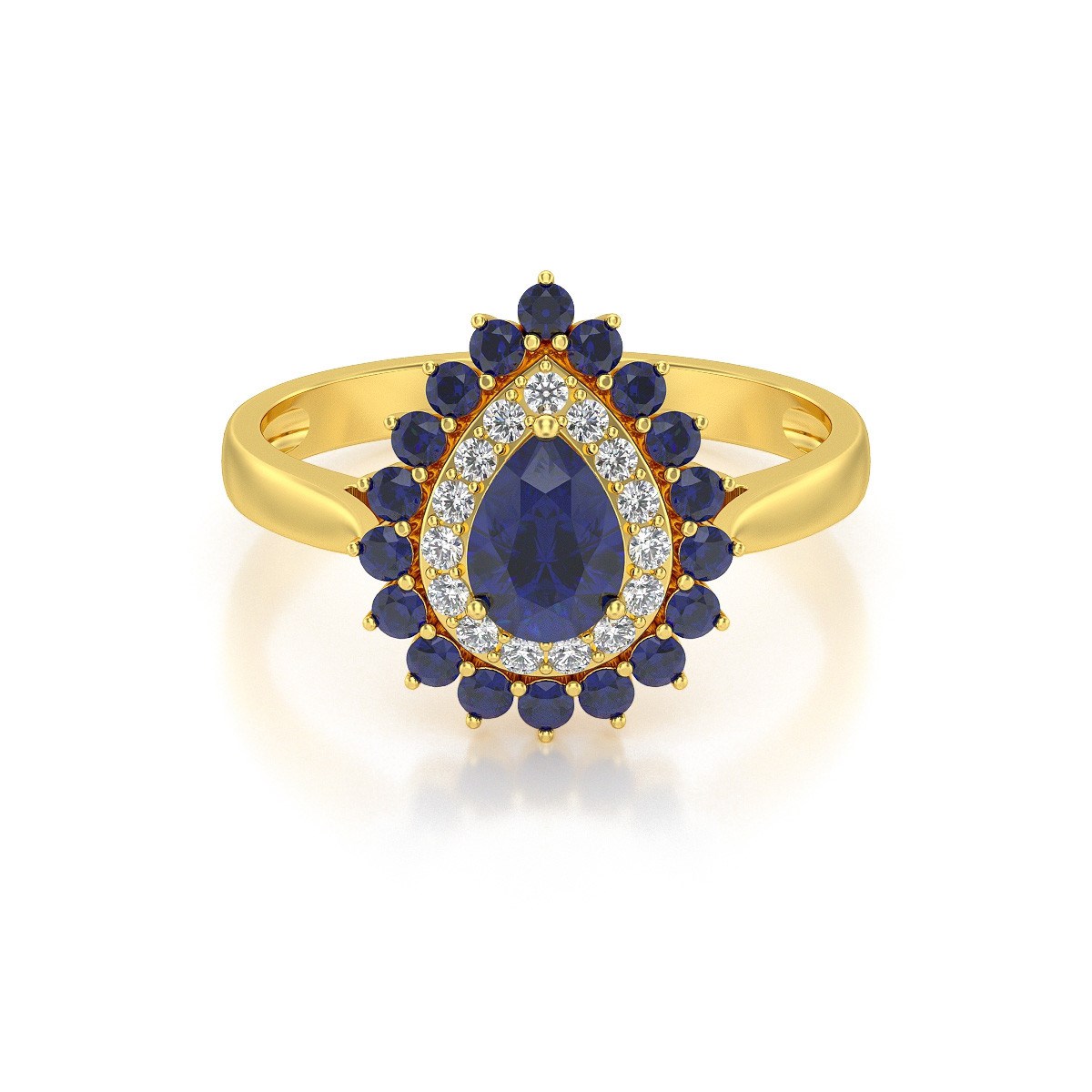 Bague ADEN Or 585 Jaune Saphir et diamants 3.15grs