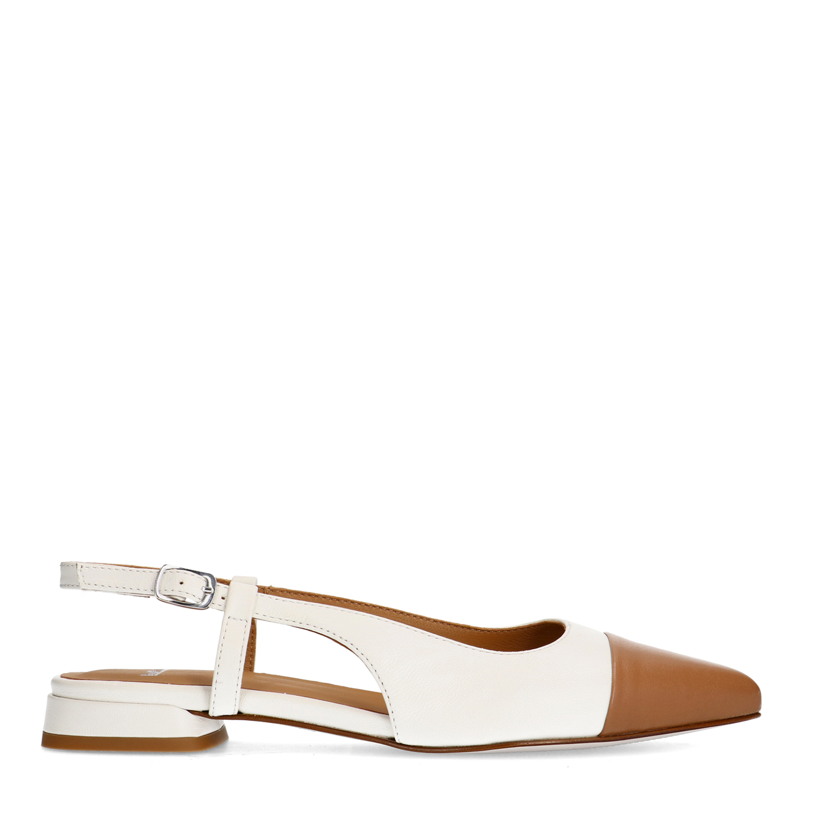Witte leren slingbacks