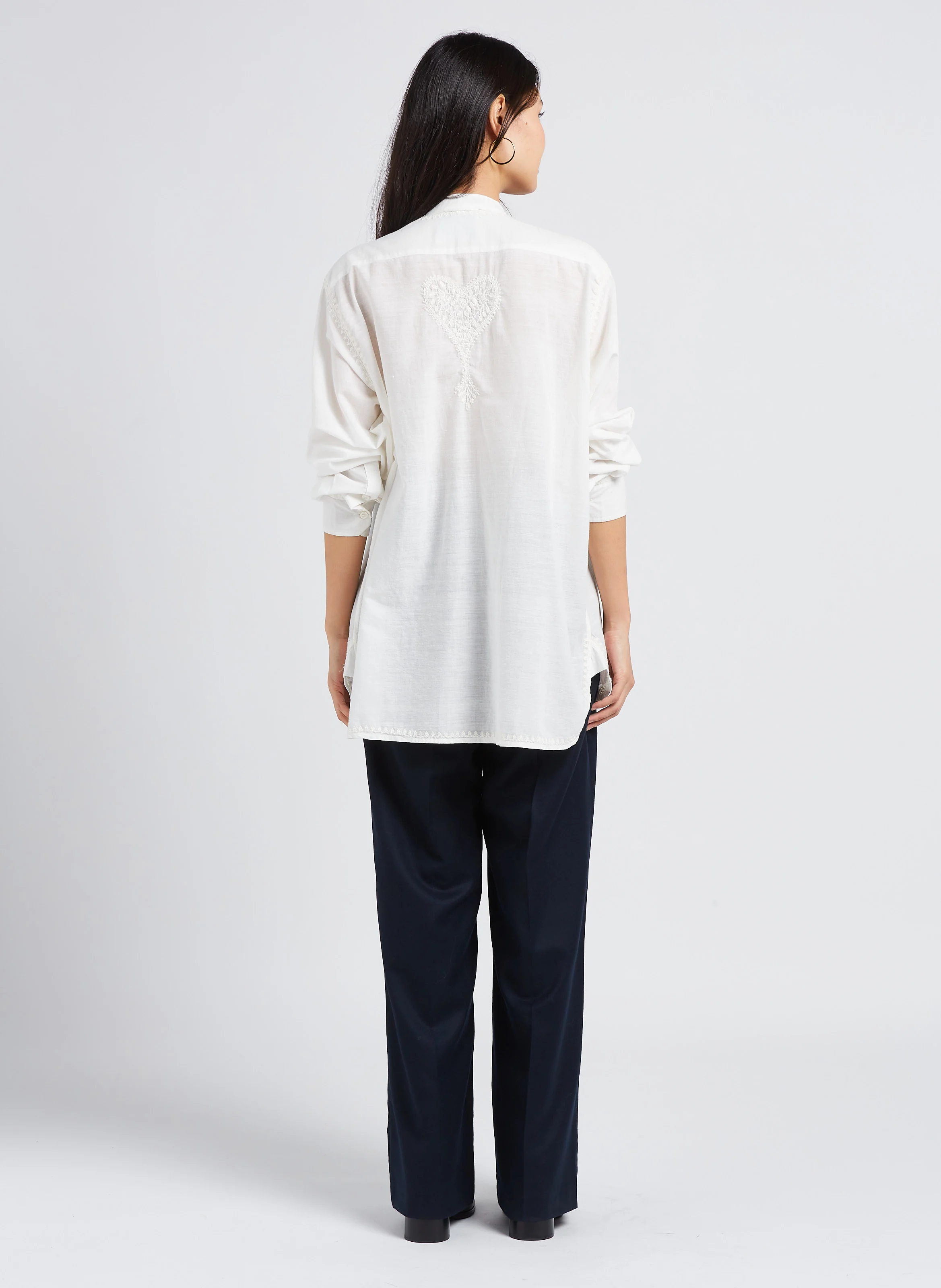 CLOCHE - Pantalon taille haute large en laine | Bleu