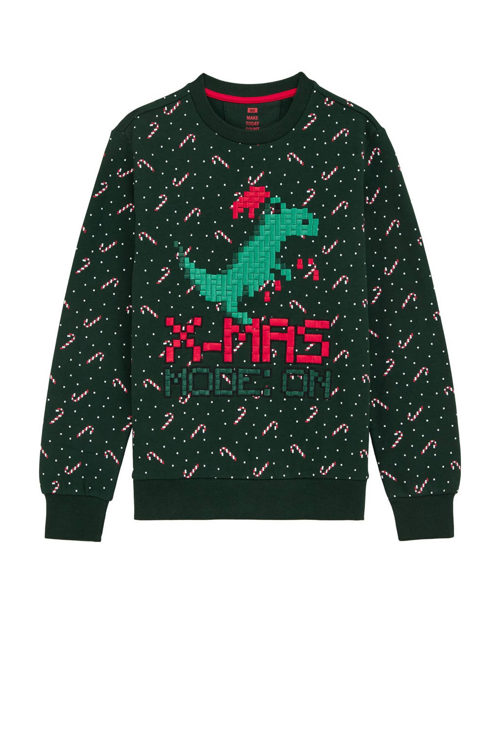 WE Fashion sweater donkergroen