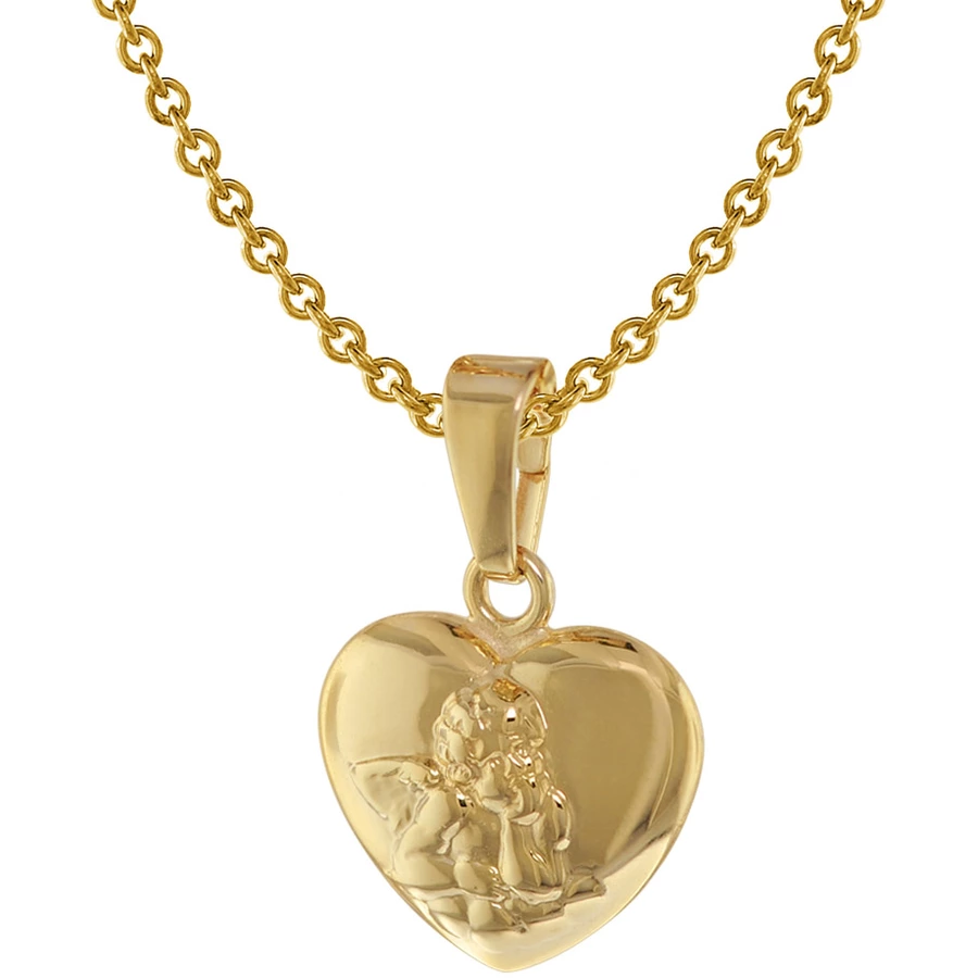 trendor Anhänger Engelherz Gold 585 mit plattierter Kette für Kinder gold