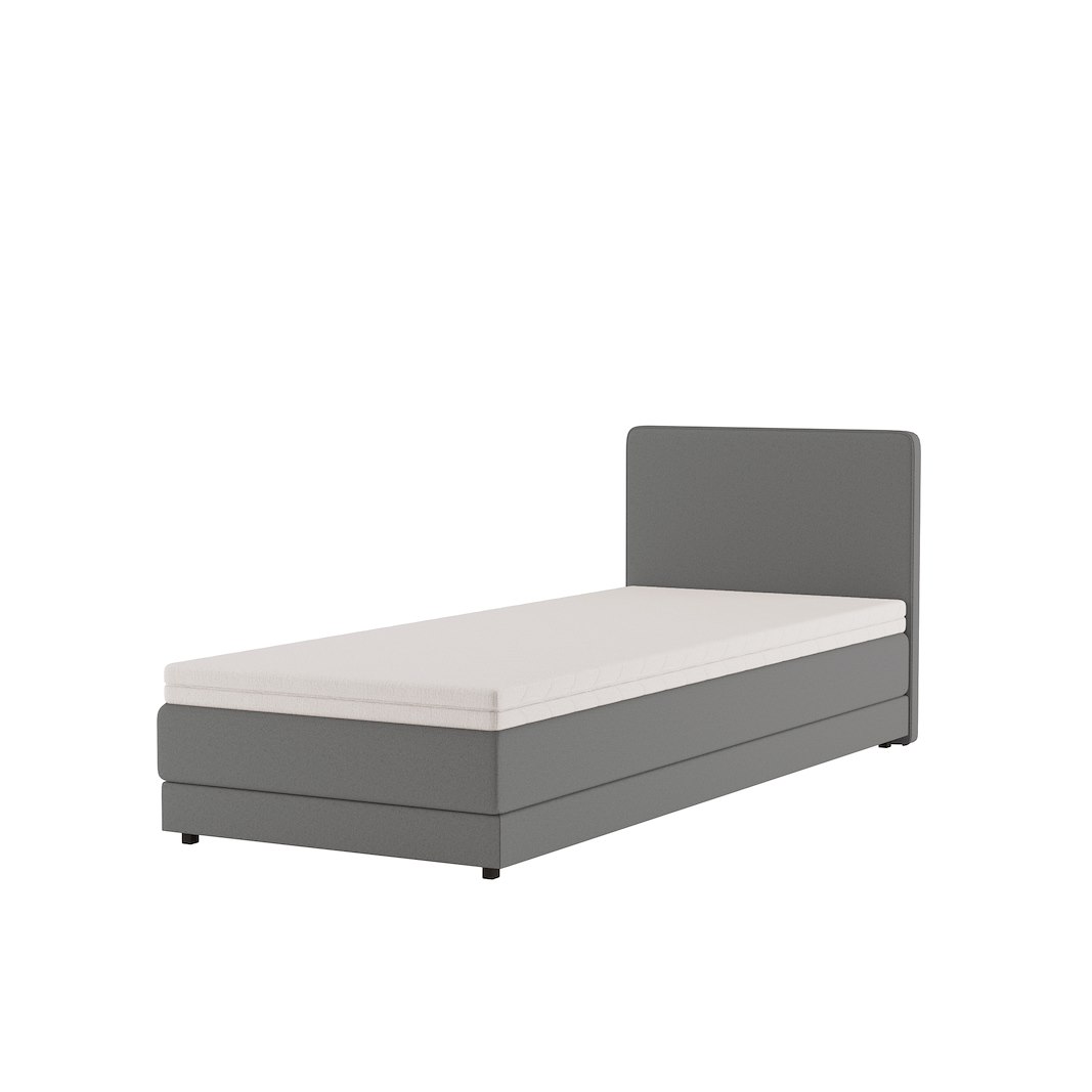 Premium 10 regulerbar seng 90x210 cm Tekstil Storm 97 mørk grå, fast, Premium 10 overmadrass med sorte ben, gavl selges separate.