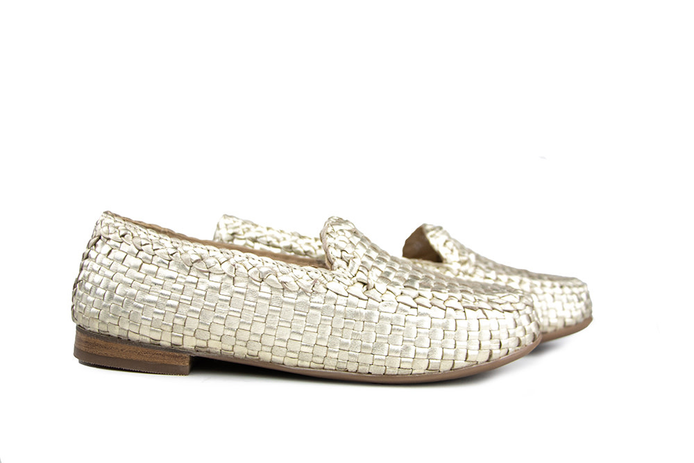 Ara Loafer Platin Metallic Vlecht