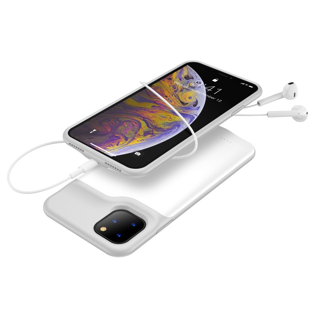 iPhone 11 Pro Max Backpack Akku Case (6500mAh) Schutzhülle - Weiss / Grau