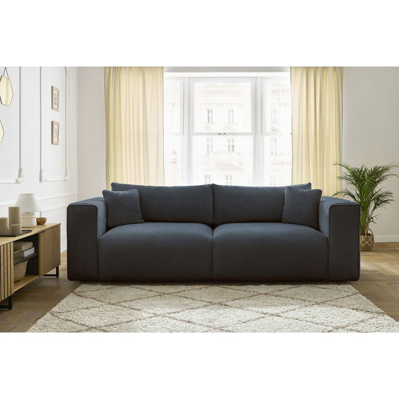 Bobochic Canapé convertible coffre ezechiel bleu foncé - 265x109x82 cm