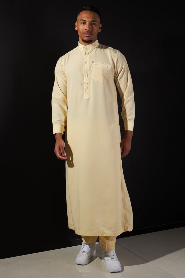 Ensemble 2 pièces qamis + pantalon jaune