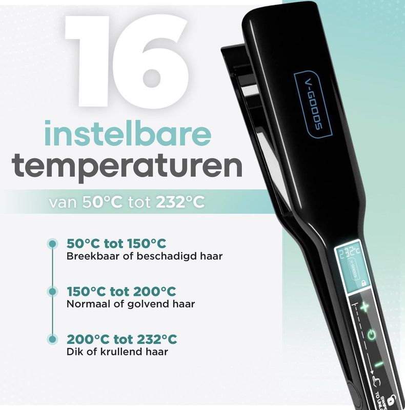 V-Goods - Professionele Stijltang - Bruikbaar als Krultang - Inclusief Handschoenen en Haarclips