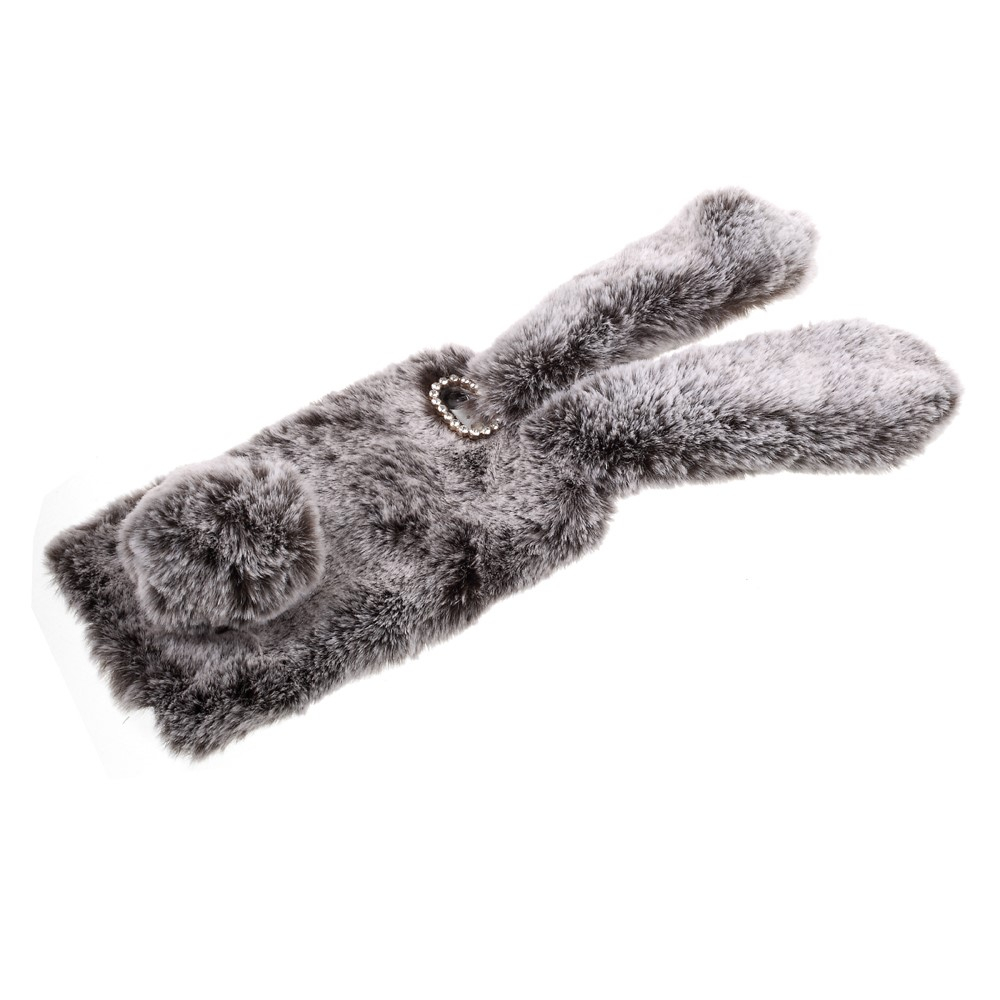 iPhone SE (2022/2020) / 8 / 7 3D Gummi Plüsch Case Hülle Bunny mit Flauschigen Hasenohren - Braun