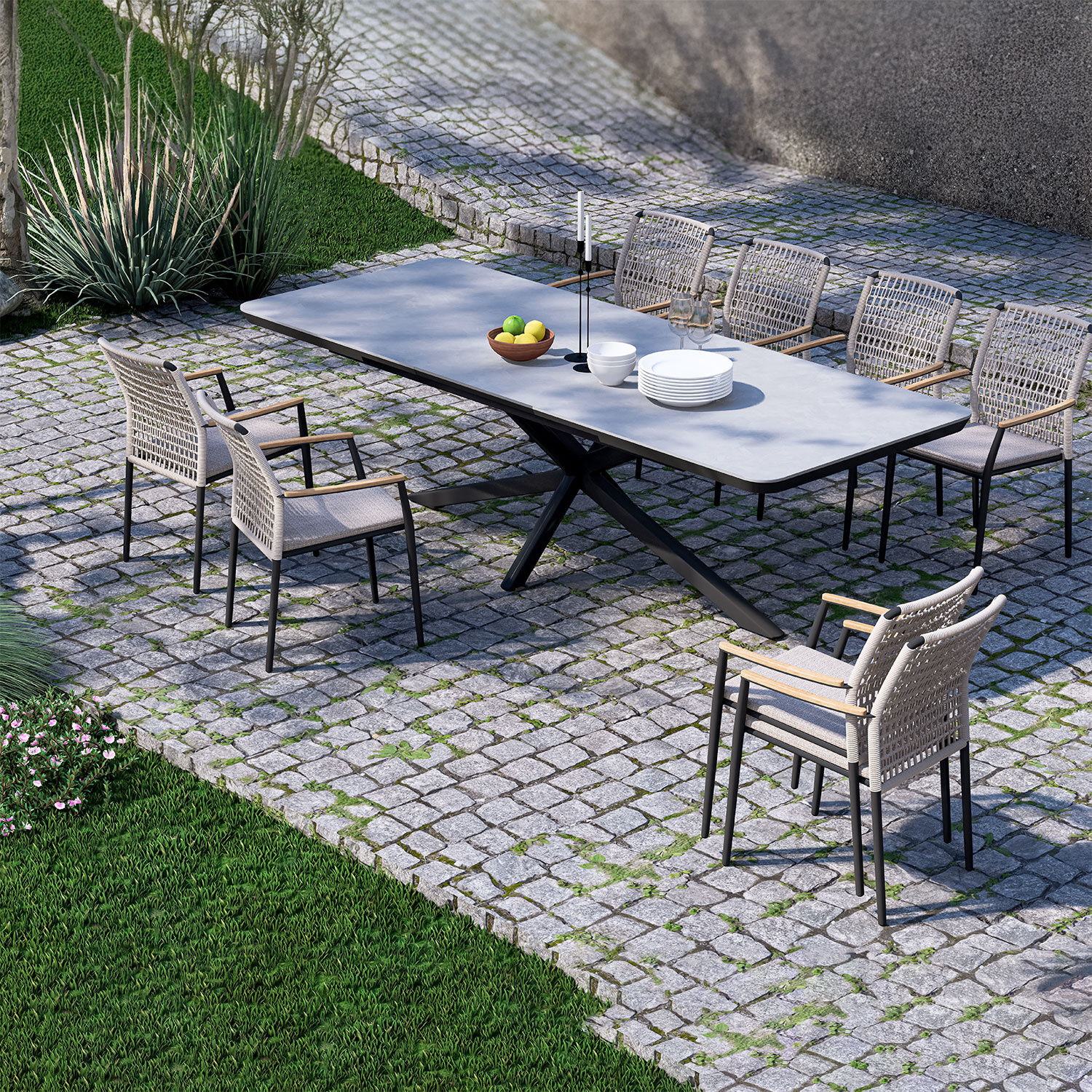 Gartenstuhl Maddox 2er Set aus Olefin-Gewebe