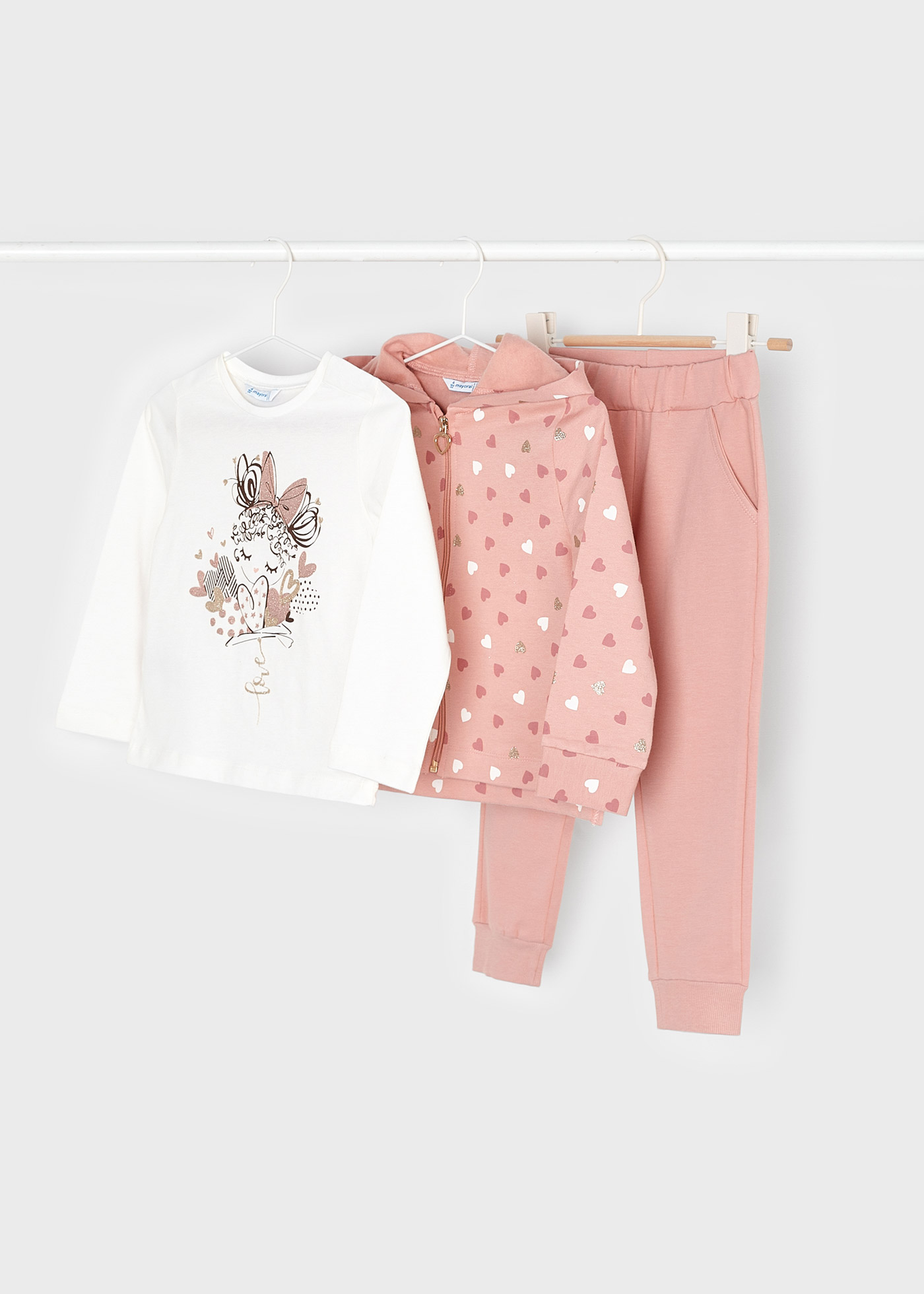 Conjunto de moletom de algodão de 3 peças para meninas