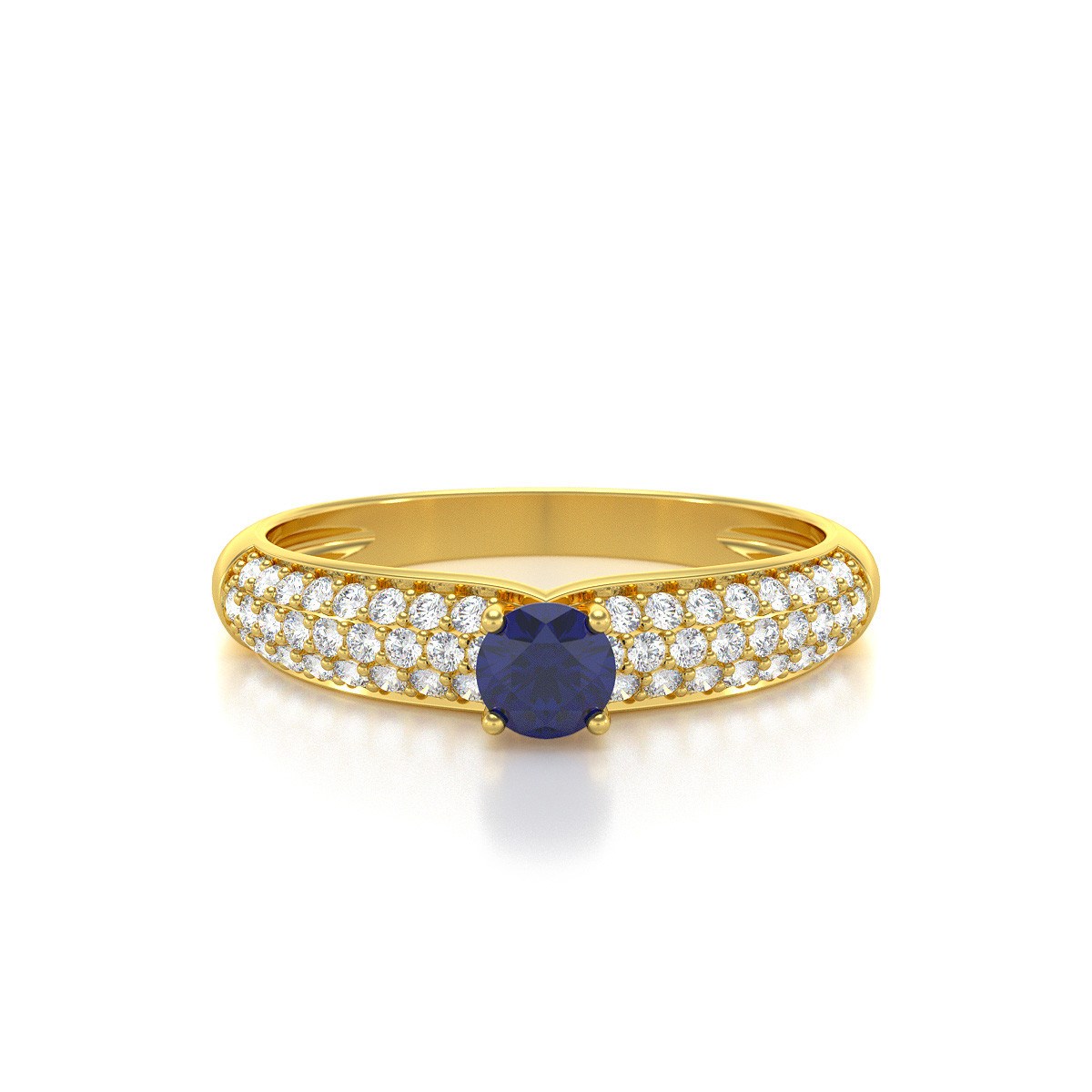 Bague ADEN Or 585 Jaune Saphir et diamants 1.978grs
