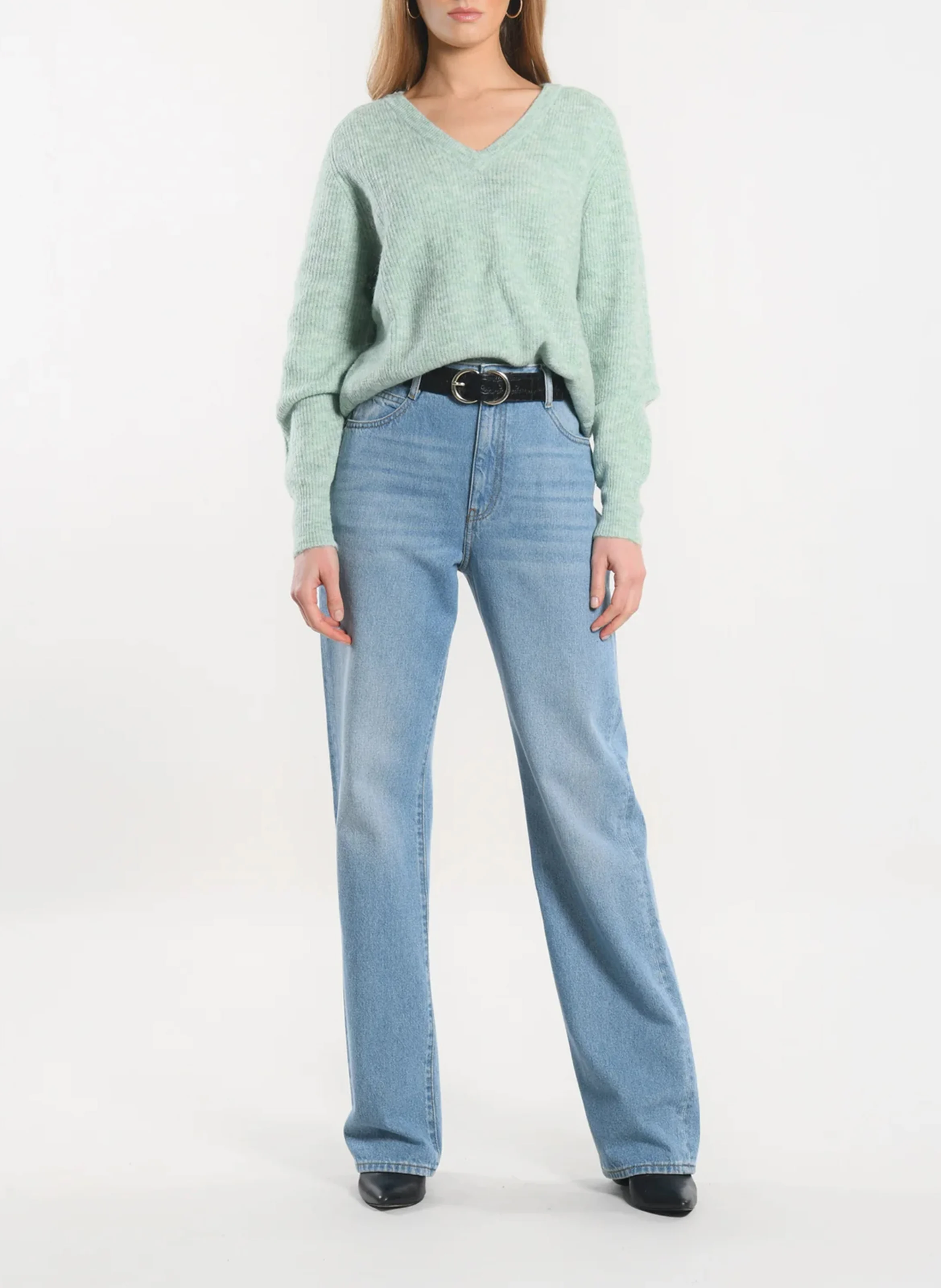 DANNA - Gilet droit col rond| Vert