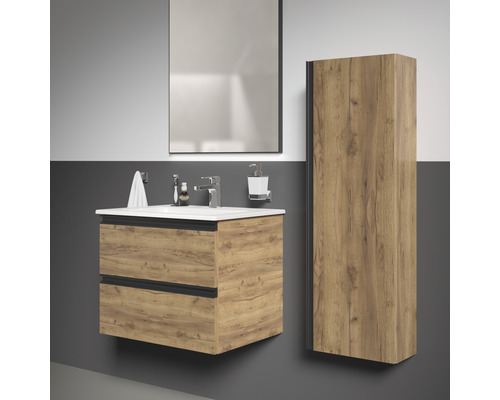 Badkamermeubelset Ideal Standard Connect E BxHxD 62,5 x 50,5 x 47 cm, eiken frontkleur met witte keramische wastafel K8698PB