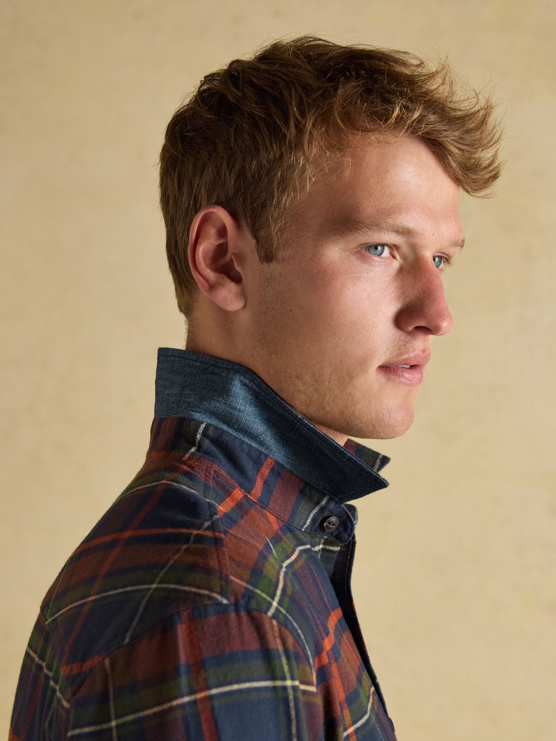 Marineblauw - Joules Brushed Flannel Check Cotton Shirt