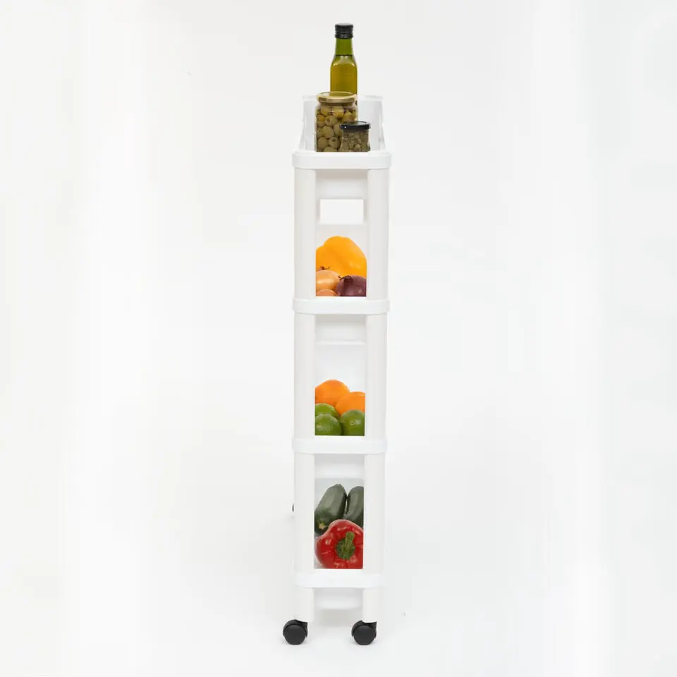 5Five Keuken/badkamer trolley 4 laags - 37 x 15 x 79 cm - wit