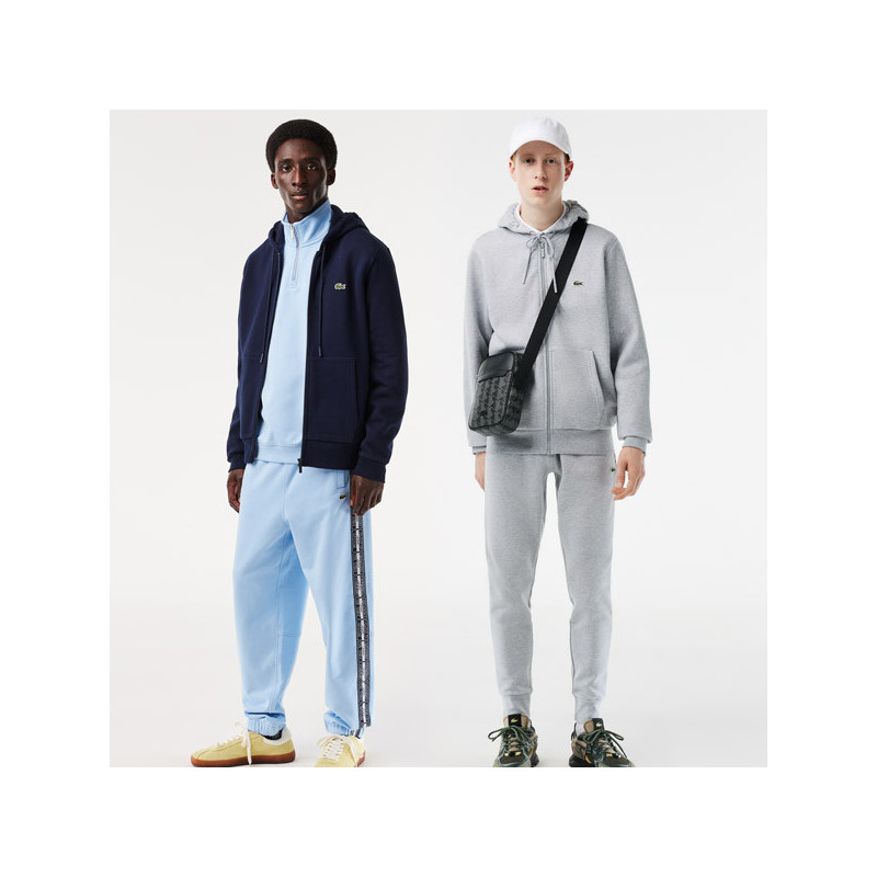 Sweat zippé capuche Lacoste Sport uni coton bio