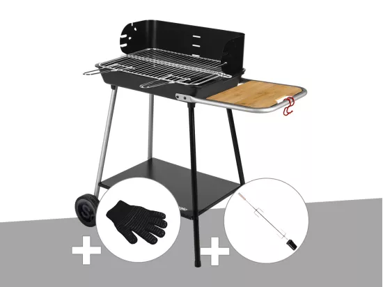 Barbecue charbon Florence Somagic + Gant de protection + Kit tournebroche