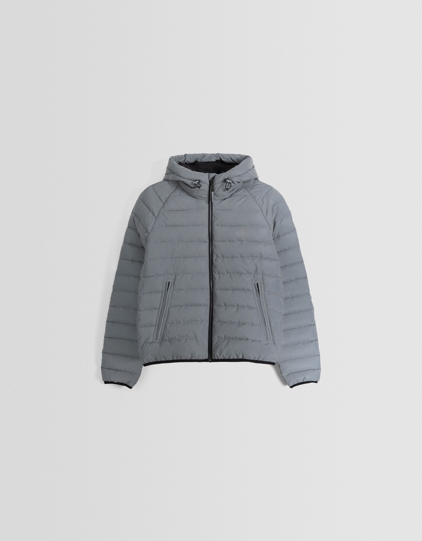 Jaqueta puffer leve e refletora