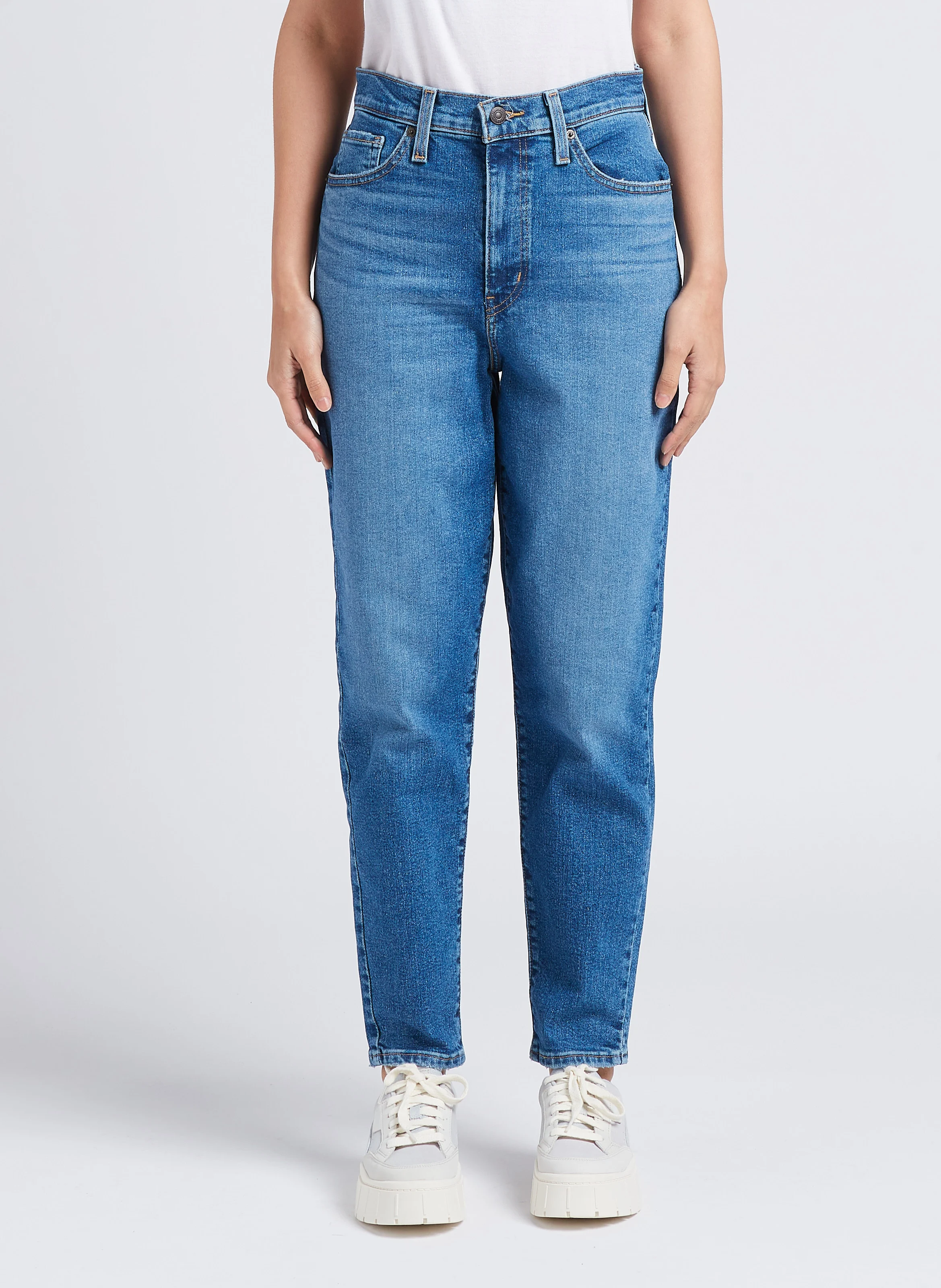HIGH WAISTED MOM JEAN - Jean droit en coton mélangé | Jean Délavé