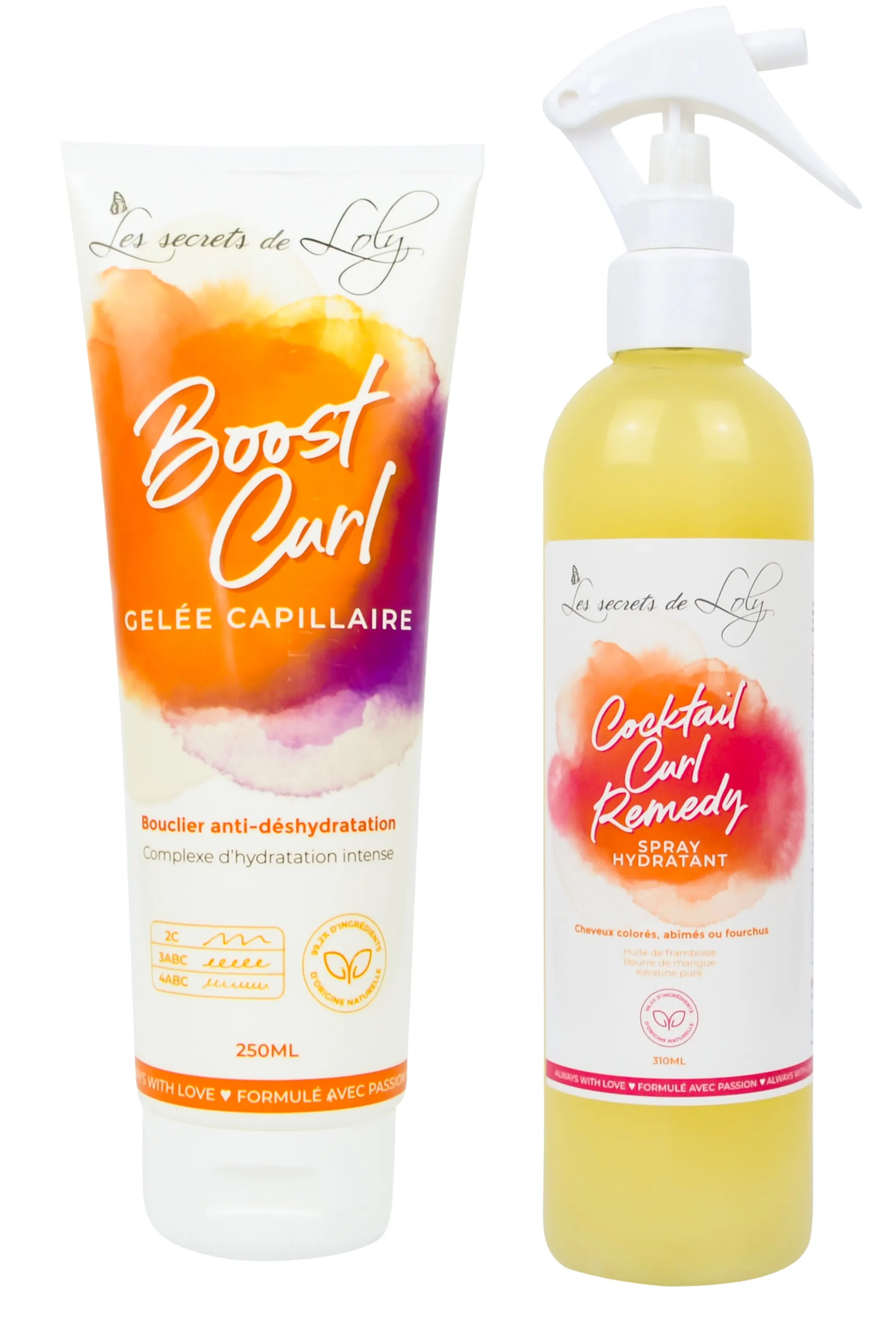 Les Secrets de Loly Duo de soins sans rinçage hydratant et réparateur pour cheveux secs et abîmés-560 ml