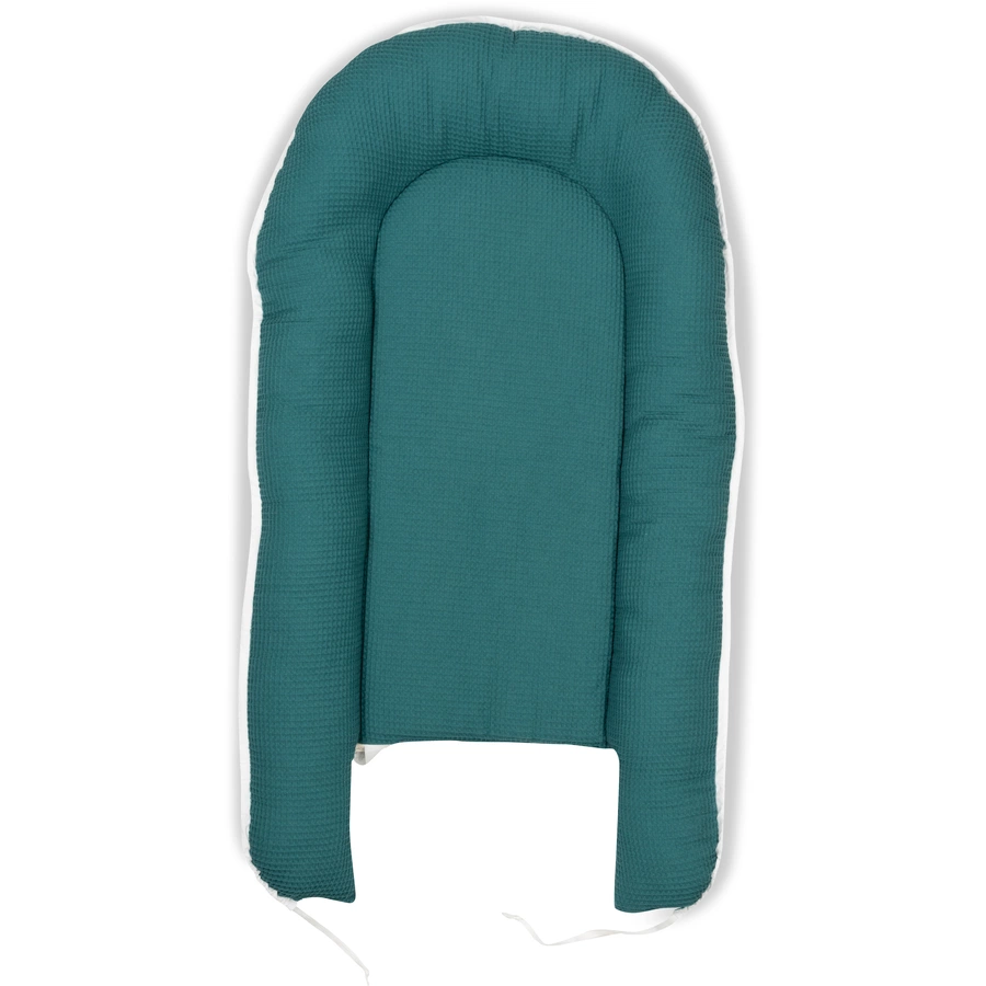 ULLENBOOM Kuschelnest Waffelpiqué 55x95 cm Eukalyptus-Petrol