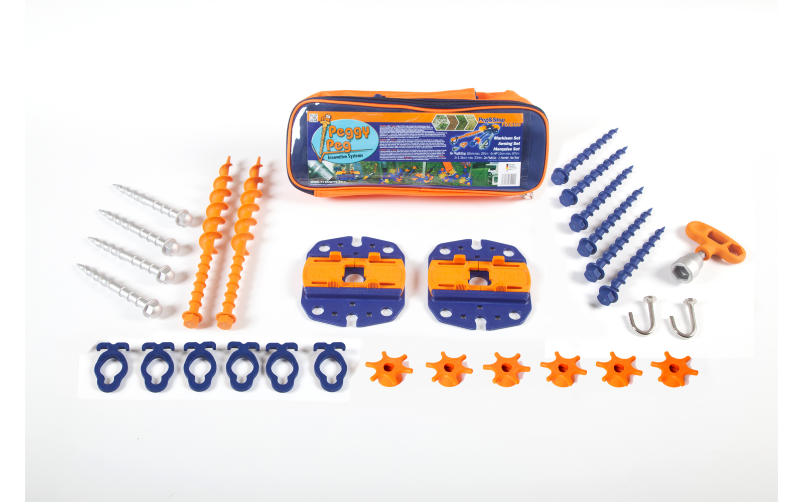 Peggy Peg Fix&Go Peg&Stop Markisen Set mit Schraubheringe und Ankerplatten 30-tlg.
