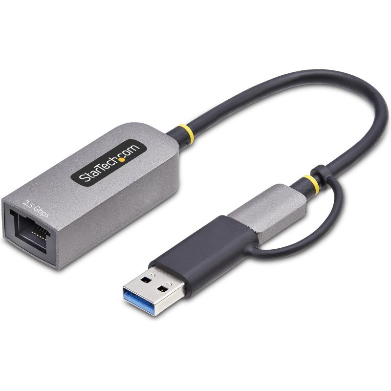StarTech.com Adaptateur 2.5GbE USB-C vers Ethernet avec Convertisseur USB-A, NBASE-T NIC, USB 3.0 Type-C 2.5/1G Réseau Multi Speed, Compatible Thunderbolt, Windows & Mac